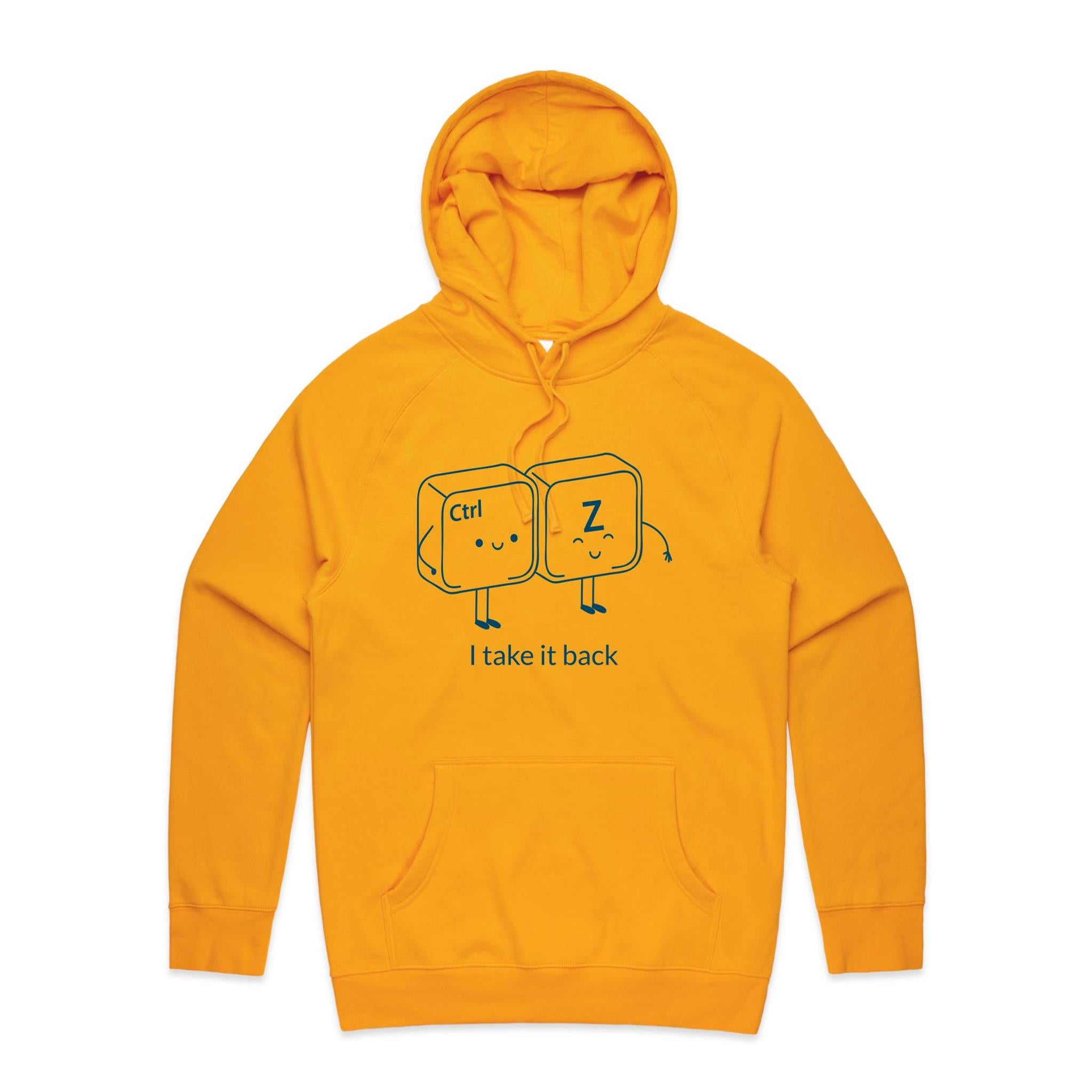 Ctrl Z, I Take It Back - Mens Hoodie Gold Mens Hoodie Printed In Australia Tech