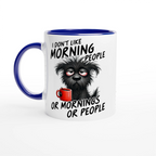 I Don't Like Morning People, Dog - White 11oz Ceramic Mug with Colour Inside Ceramic Blue Colour 11oz Mug animal Globally Fulfilled