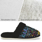 Colourful Maths Formulas Women's Fur Trim Thick-Sole Indoor Slippers Women's Fur Trimmed Slippers Maths Printed Offshore