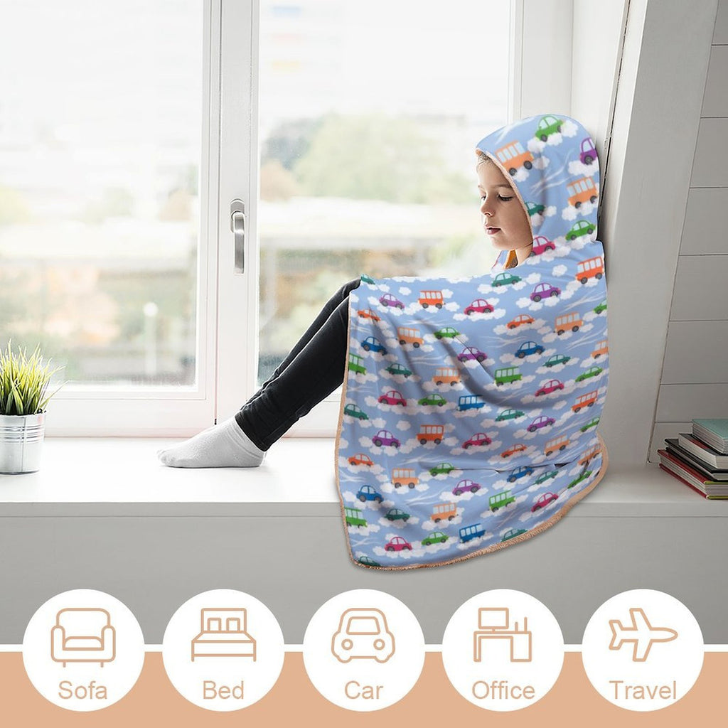 Colourful Cars Kids Hooded Blanket 100cm x 130cm