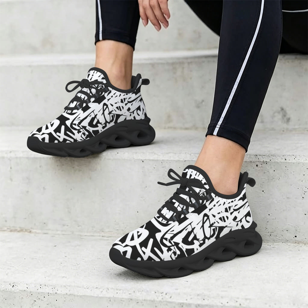 Graffiti Black Women's Twisted Sole Sneakers