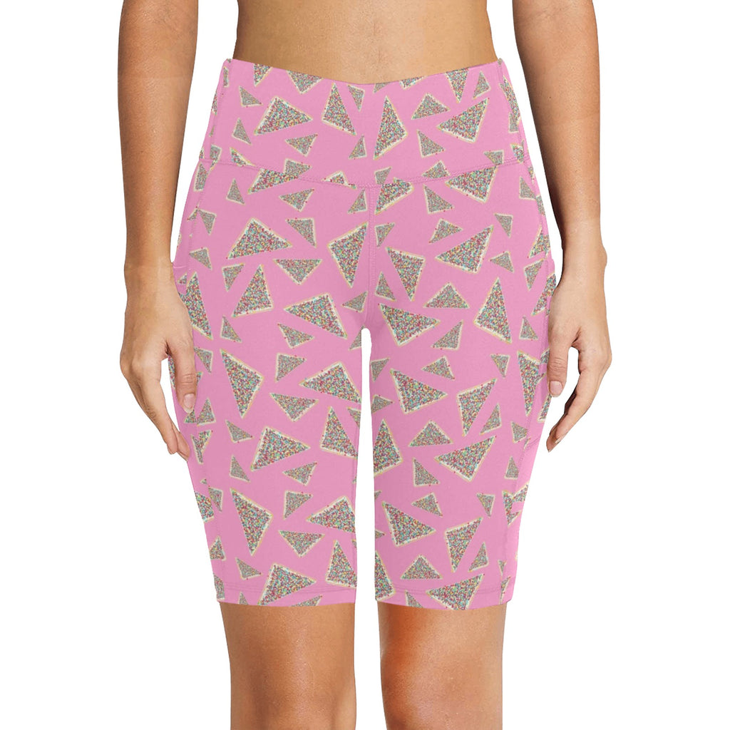 Fairy Bread Pink Women's Bike Shorts With Side Pockets Women's Bike Shorts Food Printed Offshore
