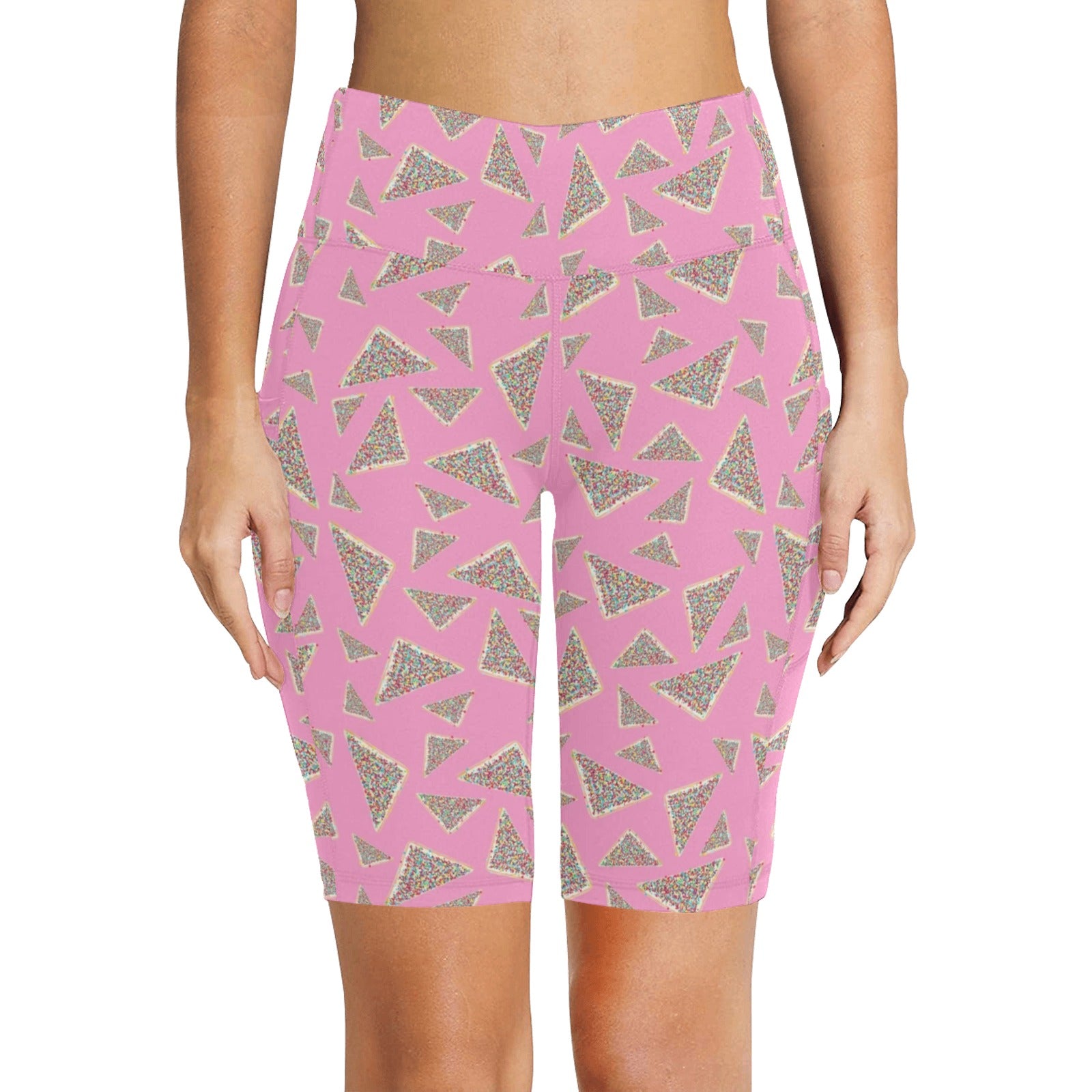 Fairy Bread Pink Women's Bike Shorts With Side Pockets Women's Bike Shorts Food Printed Offshore