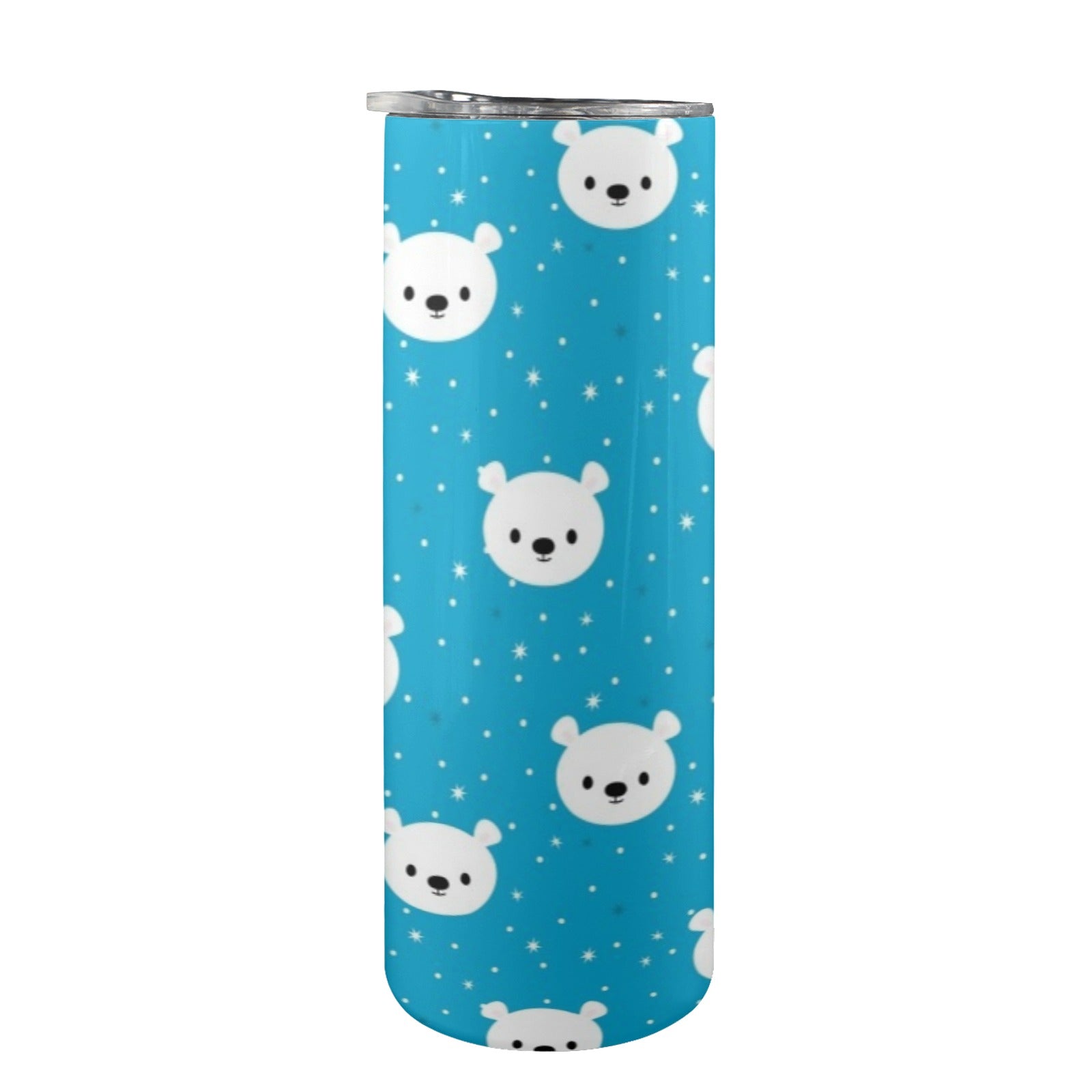 Bears On Blue - 20oz Tall Skinny Tumbler with Lid and Straw