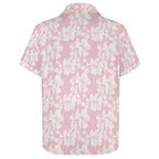 Pink Hawaiian Flower Women's Short-Sleeve Button Up Shirt Women's Short-Sleeve Button Up Shirt Plants Printed Offshore