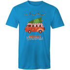 Christmas Tree On Hippy Van - Mens T-Shirt Arctic Blue Mens Christmas T-shirt Christmas Printed In Australia