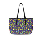 Groovy Alien And UFO PU Leather Tote Bag Large