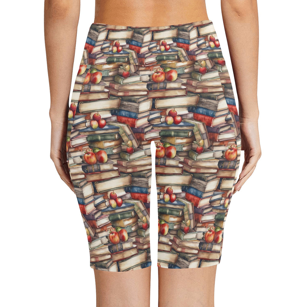 Watercolour Books Women's Bike Shorts With Side Pockets Women's Bike Shorts Printed Offshore Reading