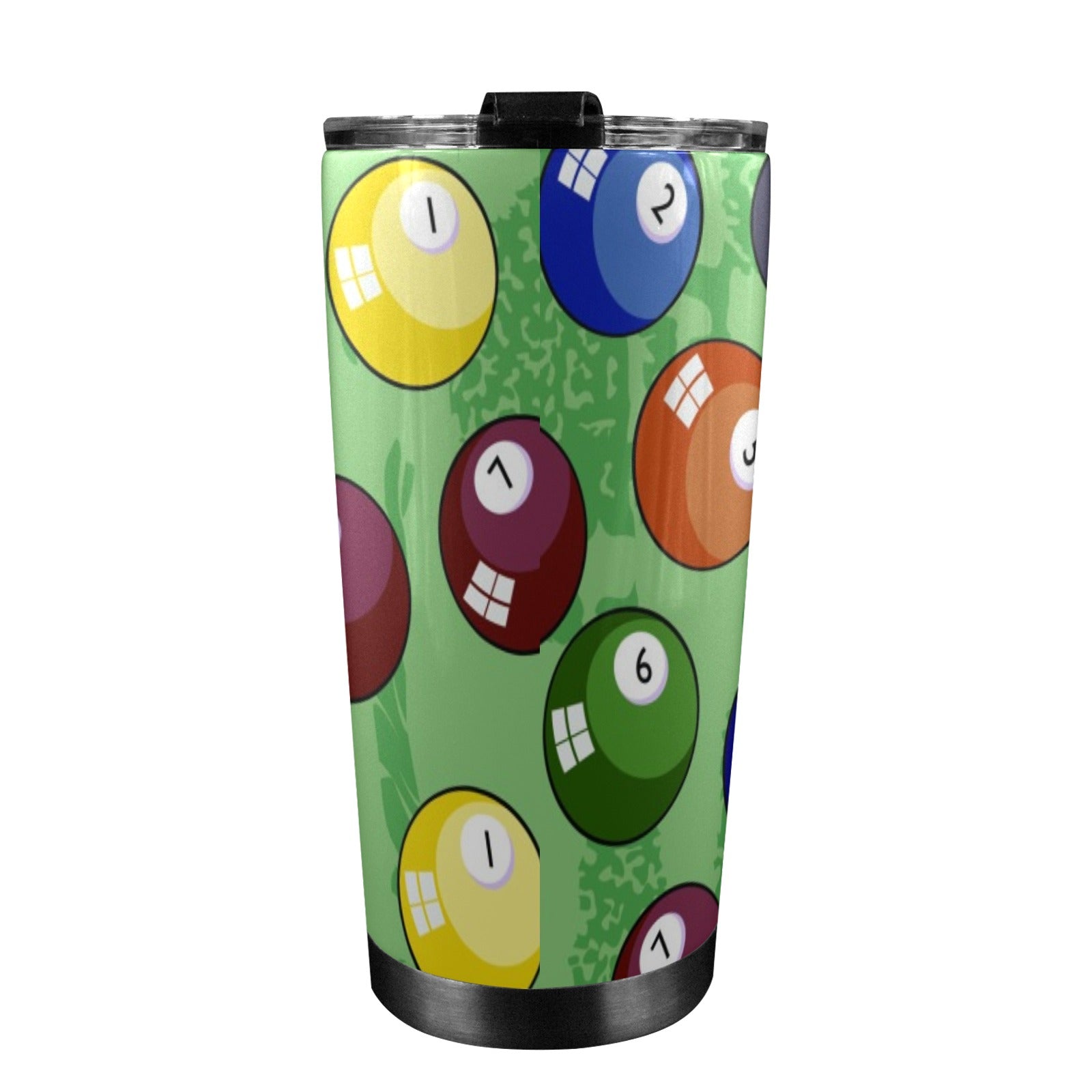 Pool Balls - 20oz Mobile Tumbler with Lid (Black Lock) 20oz Travel Mug Games Printed Offshore