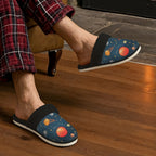 Galaxy Men's Fur Trim Thick-Sole Indoor Slippers Men's Fur Trimmed Slippers Printed Offshore Space