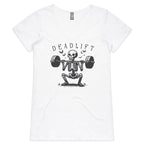 Deadlift Skeleton - Womens V-Neck T-Shirt White Womens Active V-Neck T-shirt Fitness Printed In Australia
