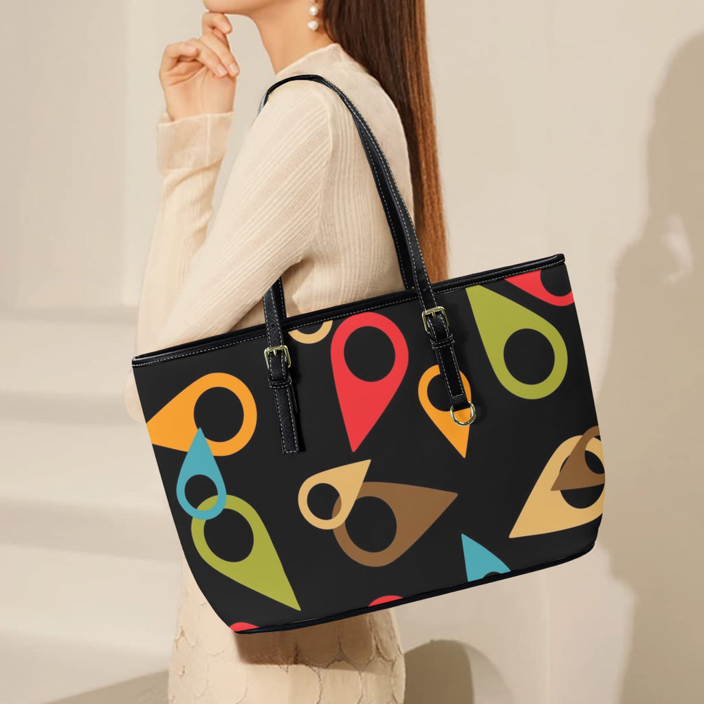 Where Am I - Leather Tote Bag-Large