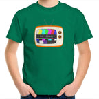 Retro TV, No Signal - Kids Youth T-Shirt Kelly Green Kids Youth T-shirt Printed In Australia Retro Tech