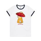 Here For The Cats, UFO - Women's Ringer Tee White Navy Womens Ringer T-shirt animal Printed In Australia Sci Fi