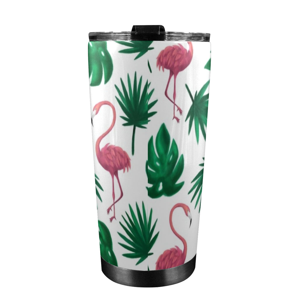 Flamingo Leaves - 20oz Mobile Tumbler with Lid (Black Lock)