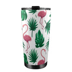 Flamingo Leaves - 20oz Mobile Tumbler with Lid (Black Lock)