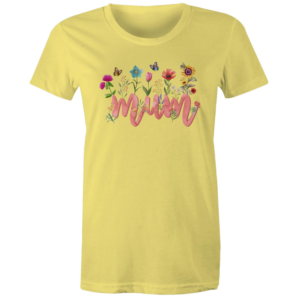Mum, Flowers And Butterflies - Womens T-shirt