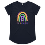 Find Your Rainbow - Womens Scoop Neck T-Shirt Navy Womens Scoop Neck T-shirt Positivity Printed In Australia