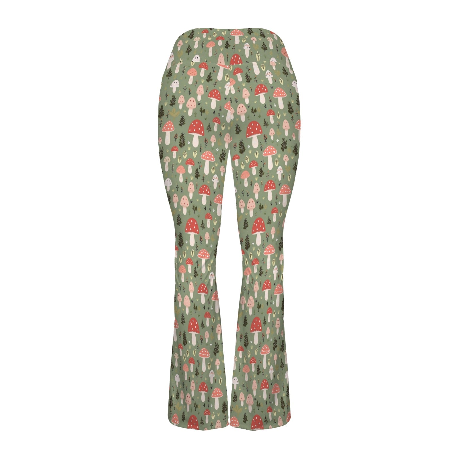 Mushroom Garden High Waist Crossover Tummy Control Flare Leggings High Waist Flare Leggings Printed Offshore