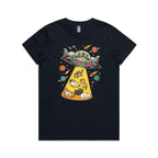 UFO Cat Abduction Women's AS Colour T-shirt Navy Womens T-shirt animal Printed In Australia Sci Fi