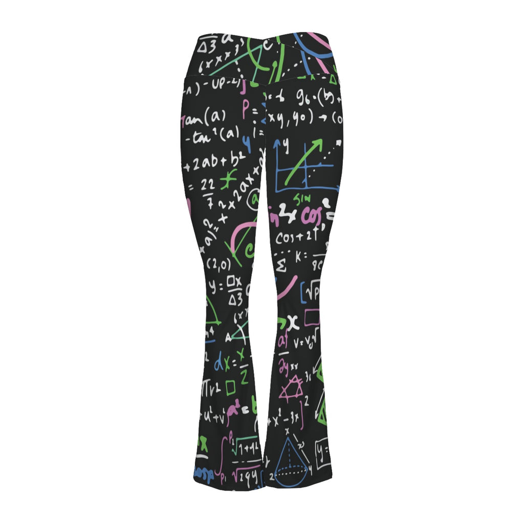 Equations In Green And Pink High Waist Crossover Tummy Control Flare Leggings High Waist Flare Leggings Maths Printed Offshore