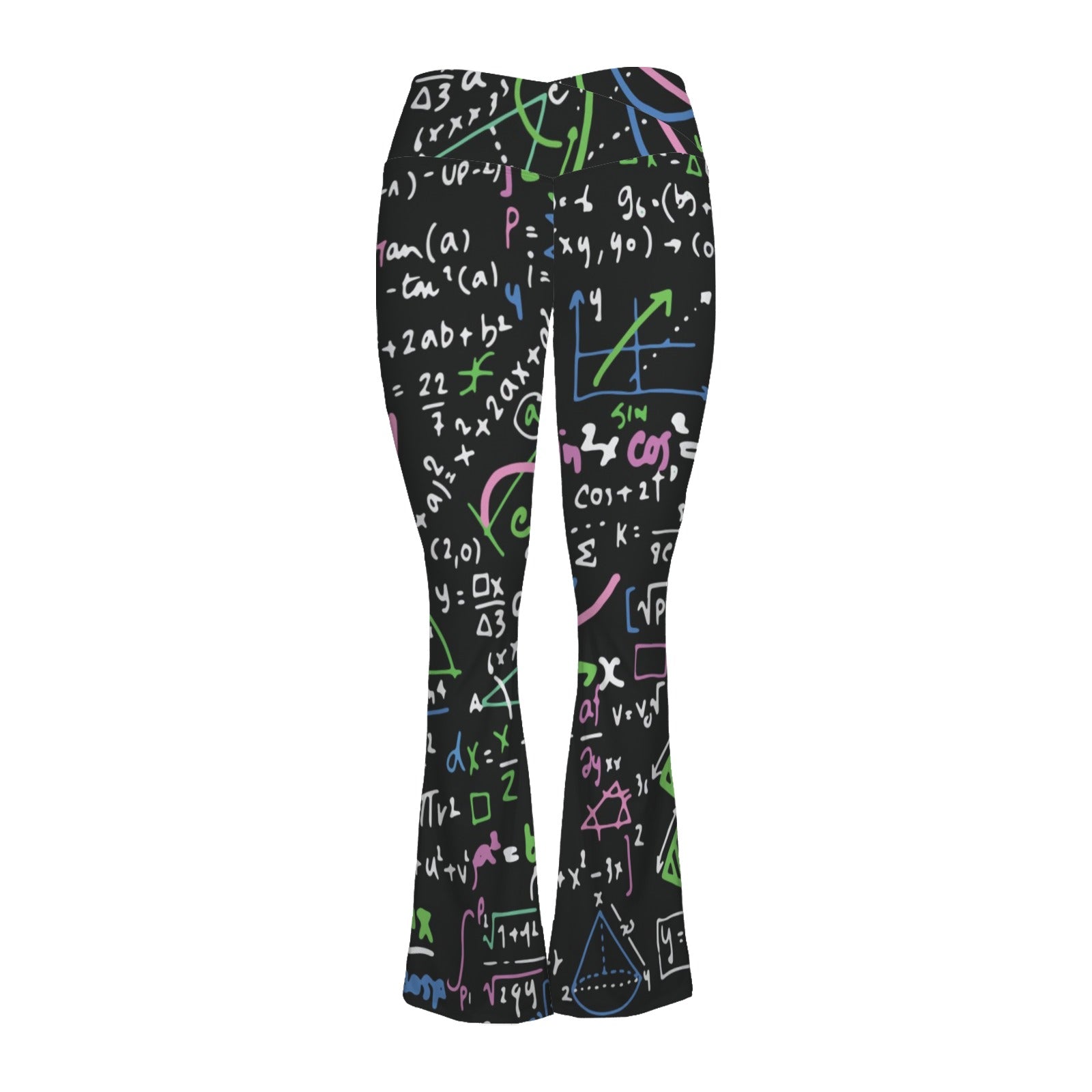 Equations In Green And Pink High Waist Crossover Tummy Control Flare Leggings High Waist Flare Leggings Maths Printed Offshore