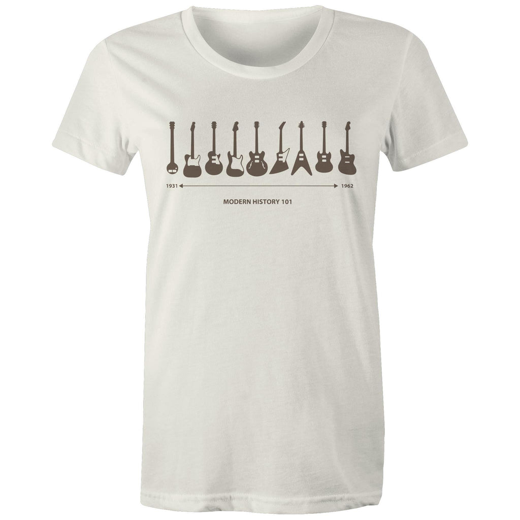 Guitar Timeline - Womens T-shirt Natural Womens T-shirt Music Printed In Australia