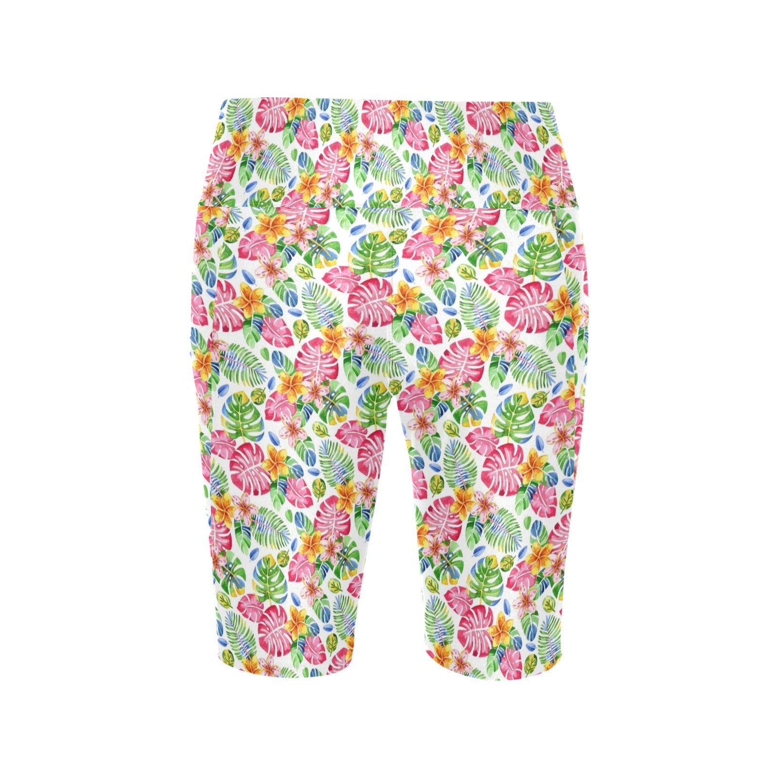 Bright Painted Tropical Women's Bike Shorts With Side Pockets