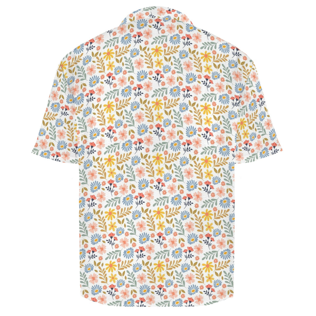 Boho Flowers And Leaves Men's Crinkle Hawaiian Shirt