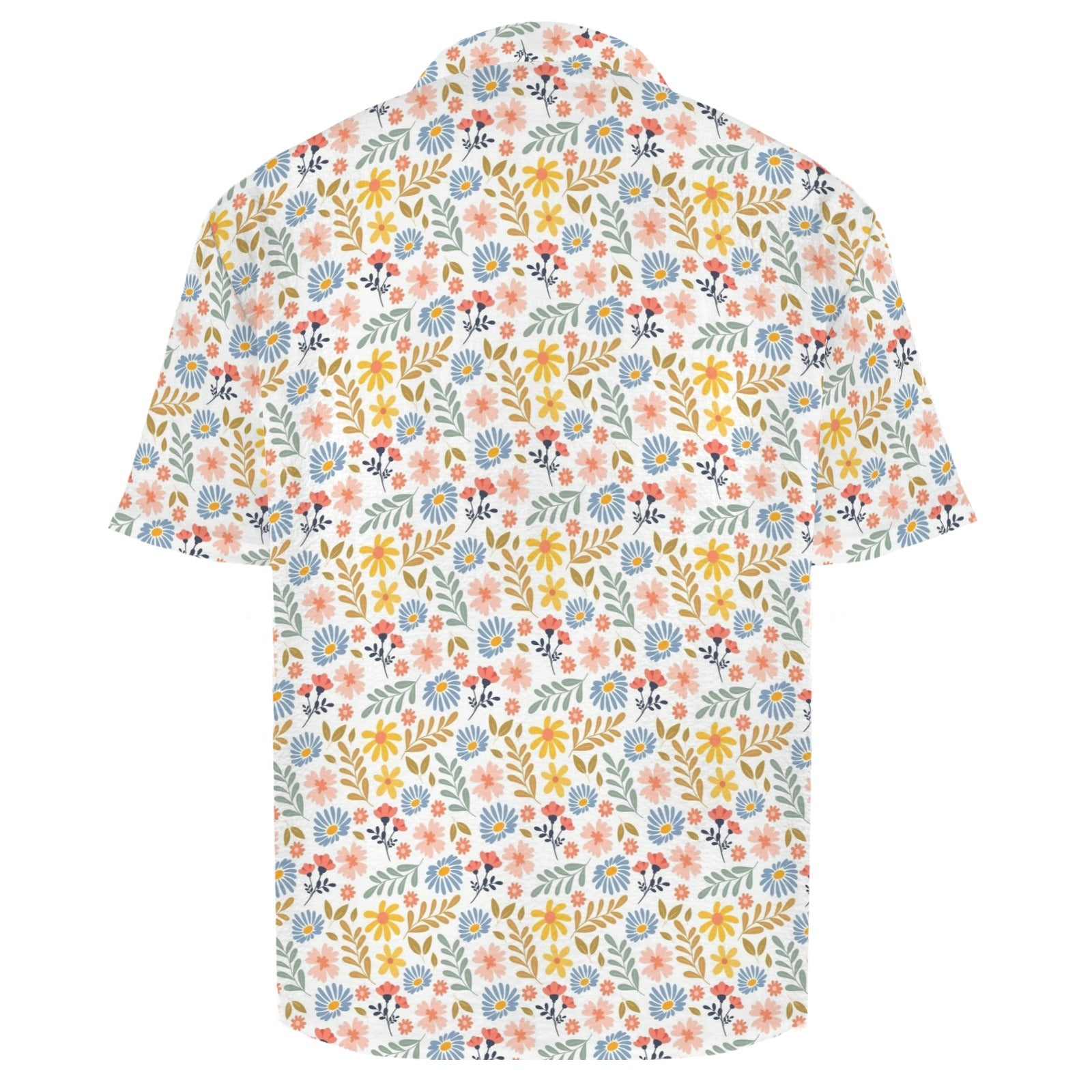 Boho Flowers And Leaves Men's Crinkle Hawaiian Shirt