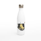 Cat Bass Player - White 17oz Stainless Steel Water Bottle Default Title White Water Bottle animal Globally Fulfilled Music