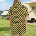Painted Sunflower Women's Windbreaker Short Set Women's Windbreaker Short Set Plants Printed Offshore