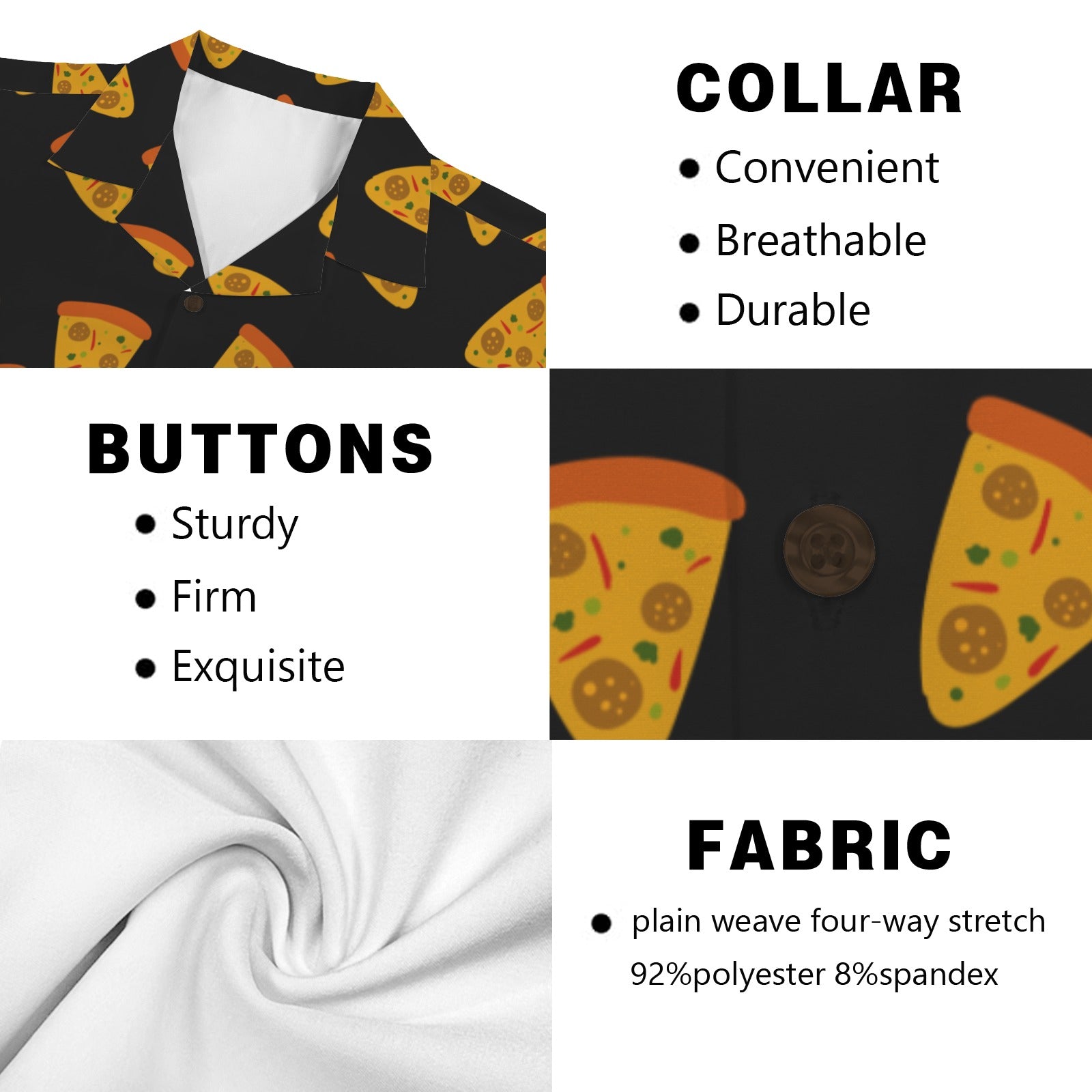 Pizzas Men's Short Sleeve Hawaiian Shirt Men's Hawaiian Shirt (New) Food Printed Offshore