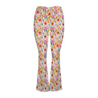 Bright And Colourful Flowers High Waist Crossover Tummy Control Flare Leggings