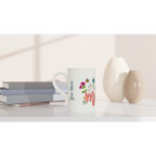 Personalised Mum With Flowers And Butterflies White 10oz Porcelain Slim Mug Personalised Porcelain Mug Globally Fulfilled Mum
