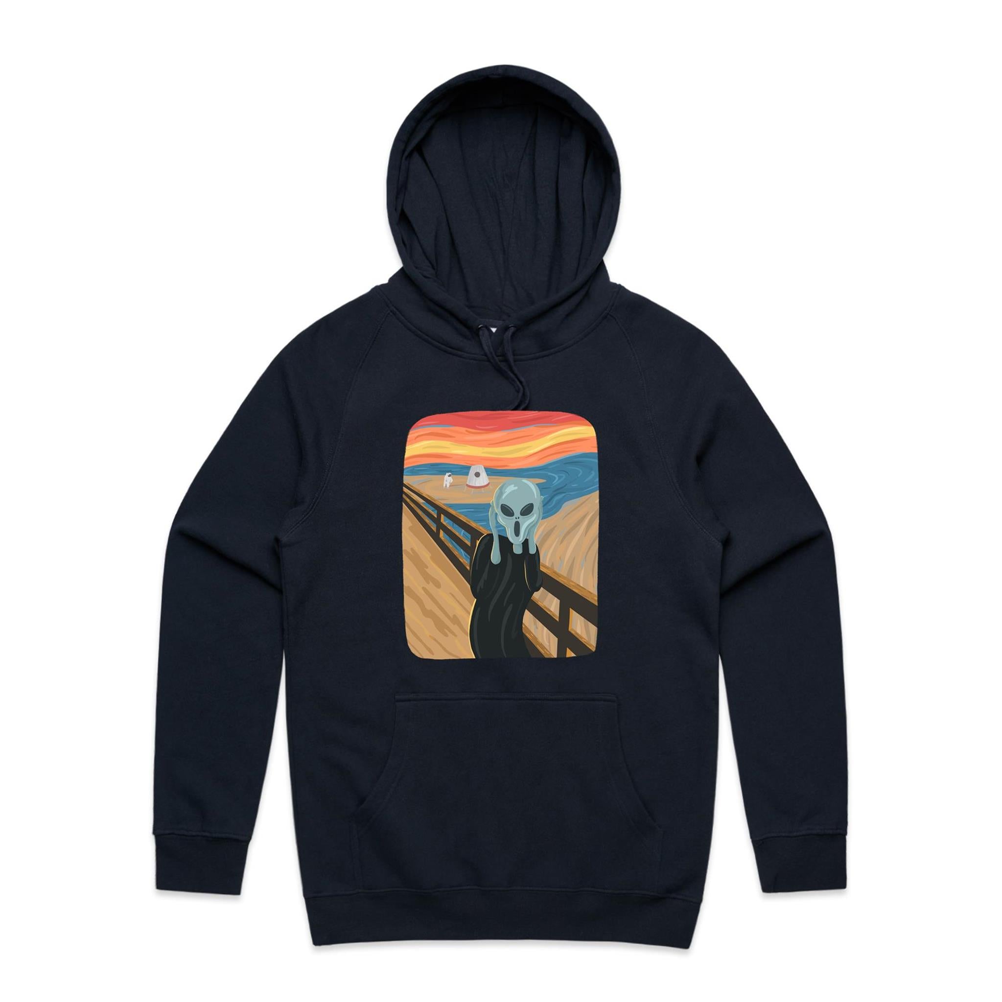 Alien Scream - Mens Hoodie Navy Mens Hoodie Printed In Australia Sci Fi