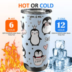 Penguin Love - 20oz Mobile Tumbler with Lid (Black Lock) 20oz Travel Mug animal Love Printed Offshore