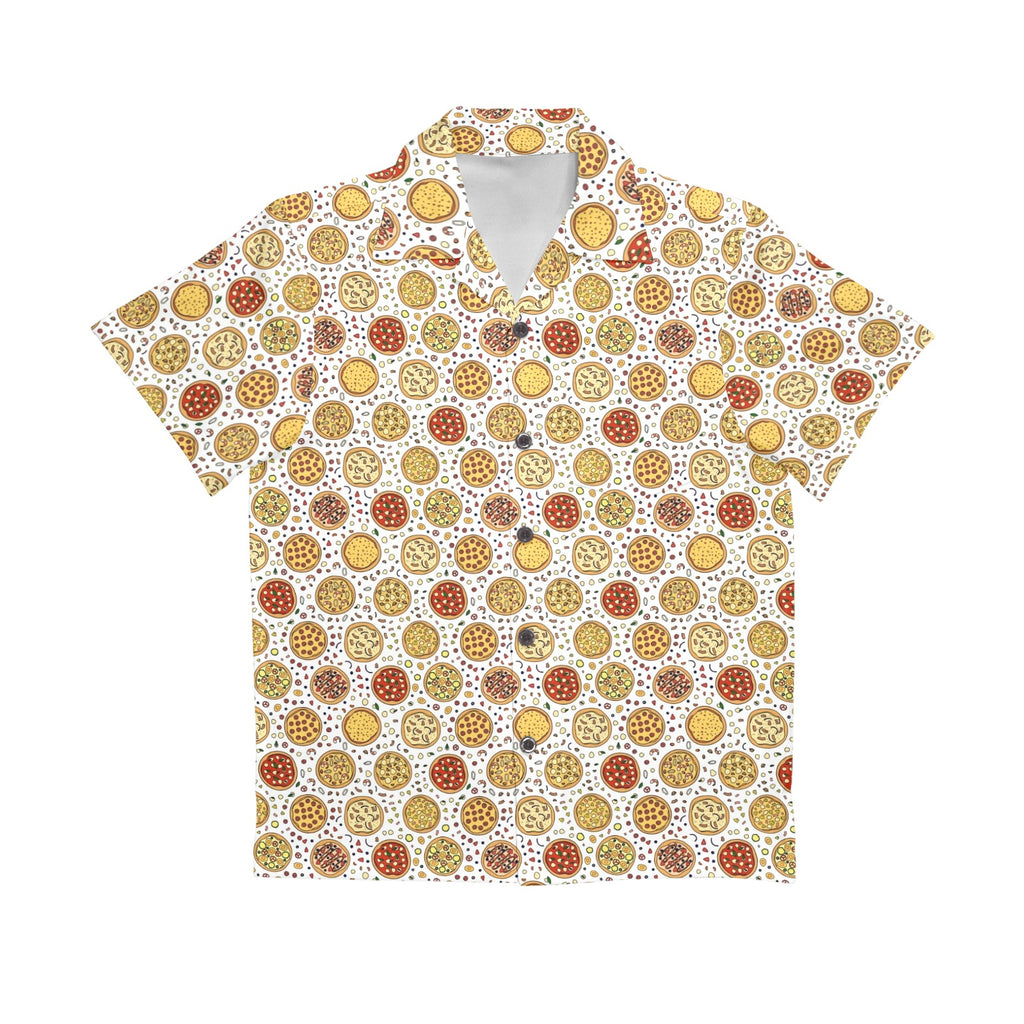 Round Pizzas On White Senior Kids Hawaiian Shirt