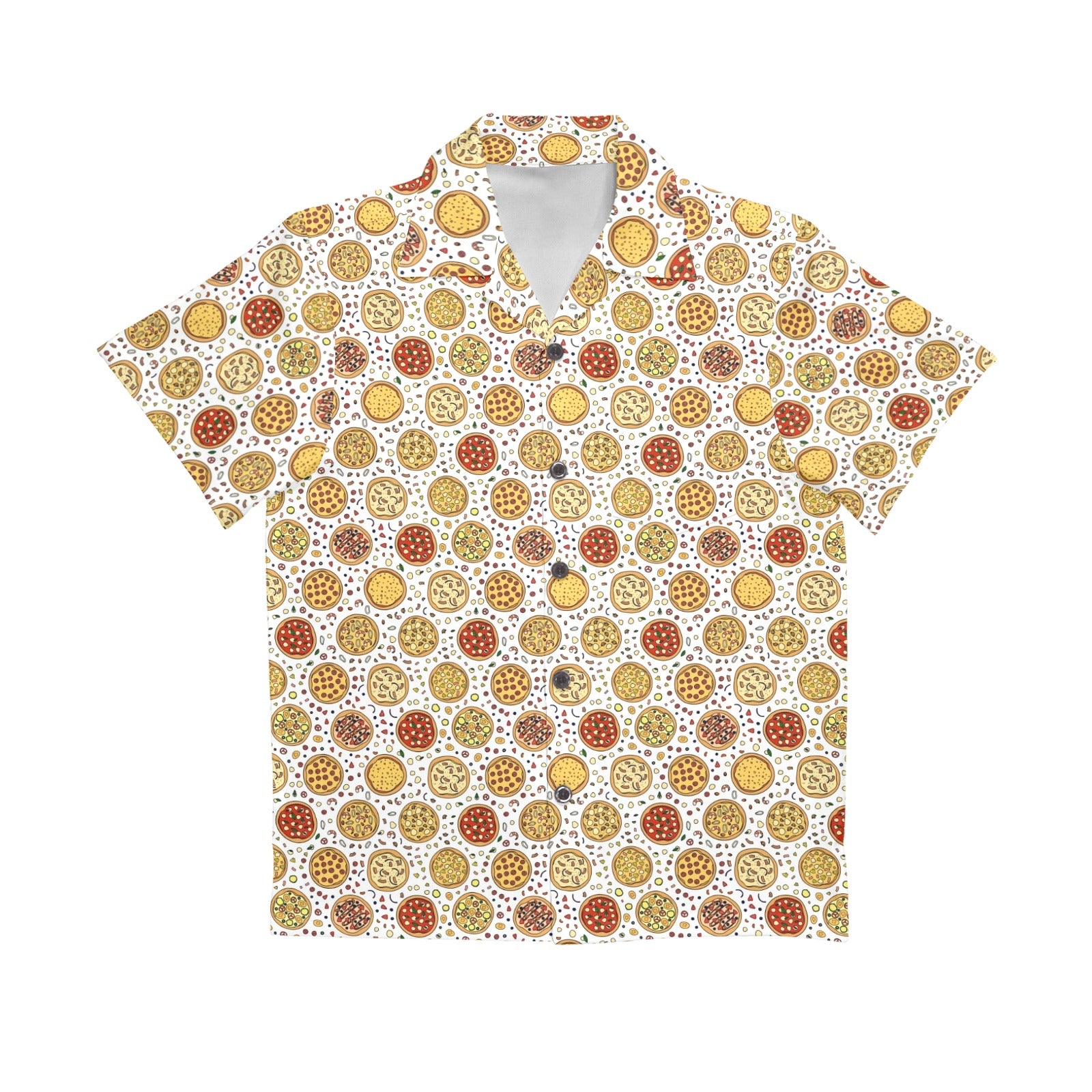 Round Pizzas On White Senior Kids Hawaiian Shirt