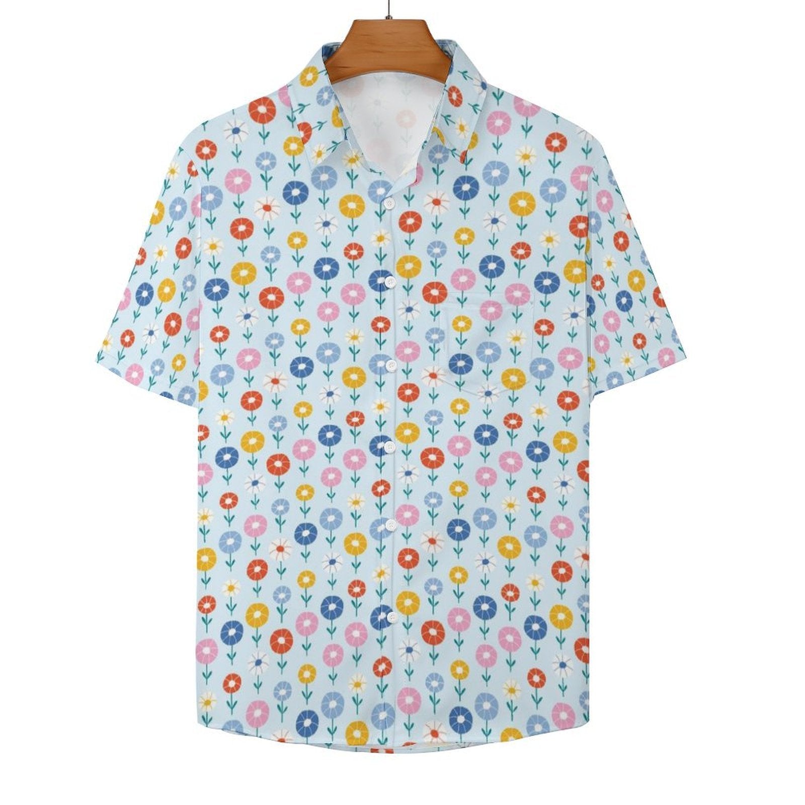 Abstract Cute Flowers Women's Short-Sleeve Button Up Shirt