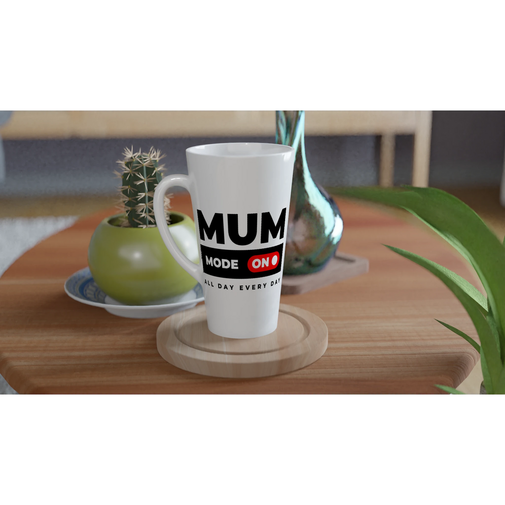 Mum Mode On - White Latte 17oz Ceramic Mug Latte Mug Globally Fulfilled Mum