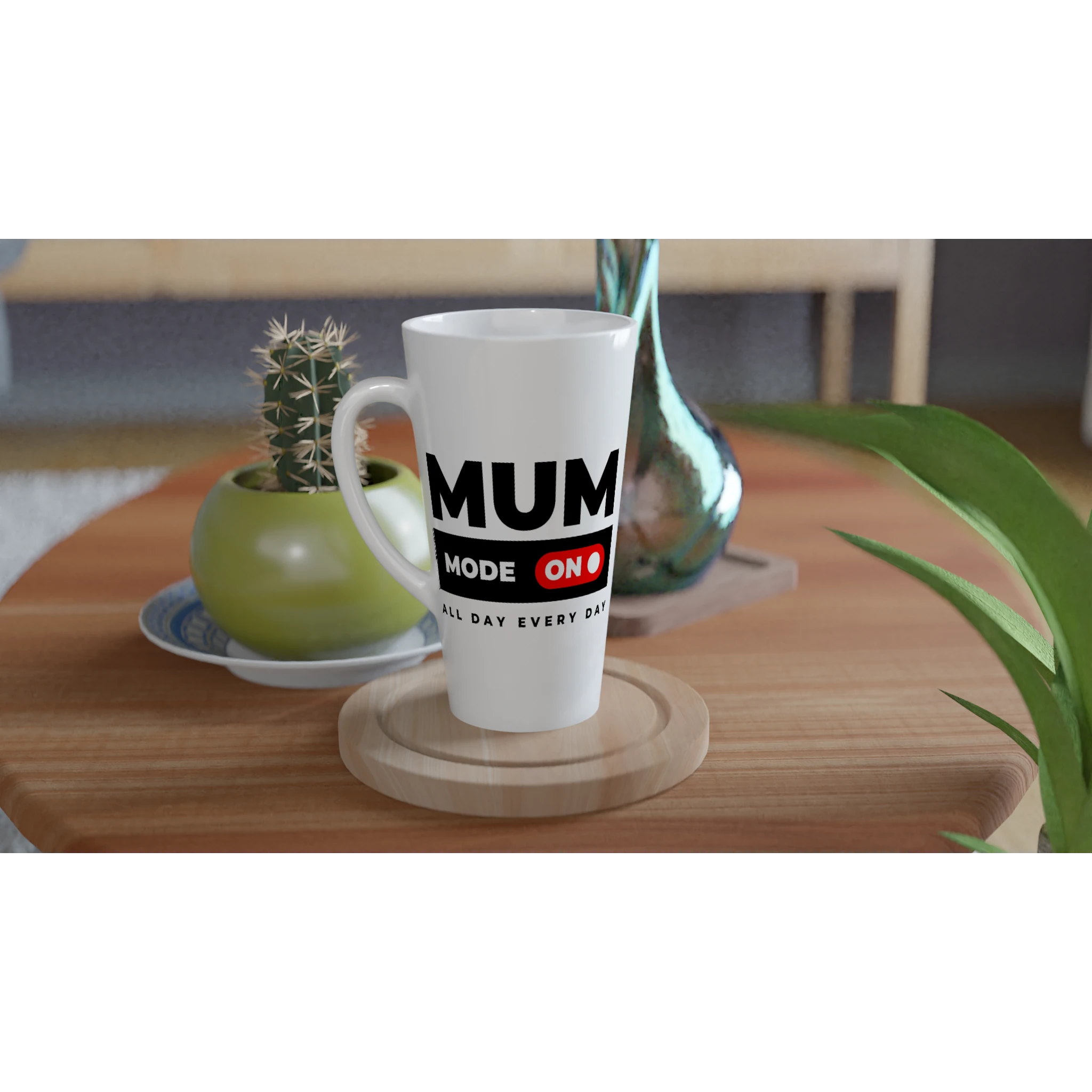 Mum Mode On - White Latte 17oz Ceramic Mug Latte Mug Globally Fulfilled Mum