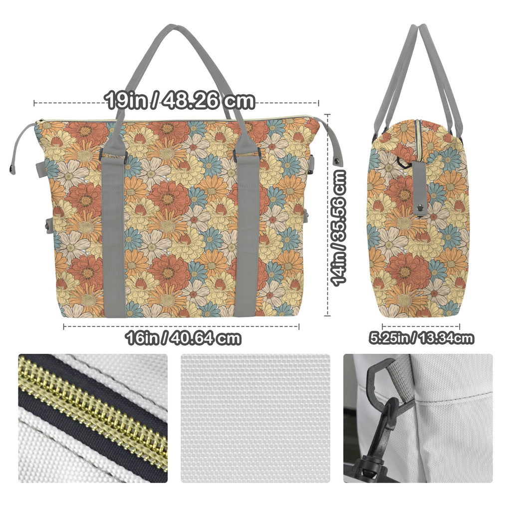 Vintage Retro Floral Duffle Bag-Simple (Model 1715) Duffle Bag-Simple (1715)