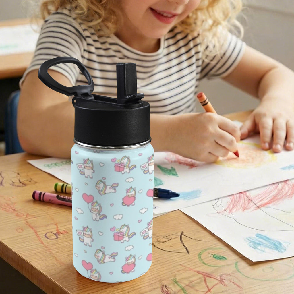 Rainbow Unicorn 12oz Kids Water Bottle with Straw Lid