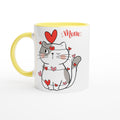 Cat Heart Meow White 11oz Ceramic Mug with Color Inside Ceramic Yellow Colour 11oz Mug animal Globally Fulfilled Love