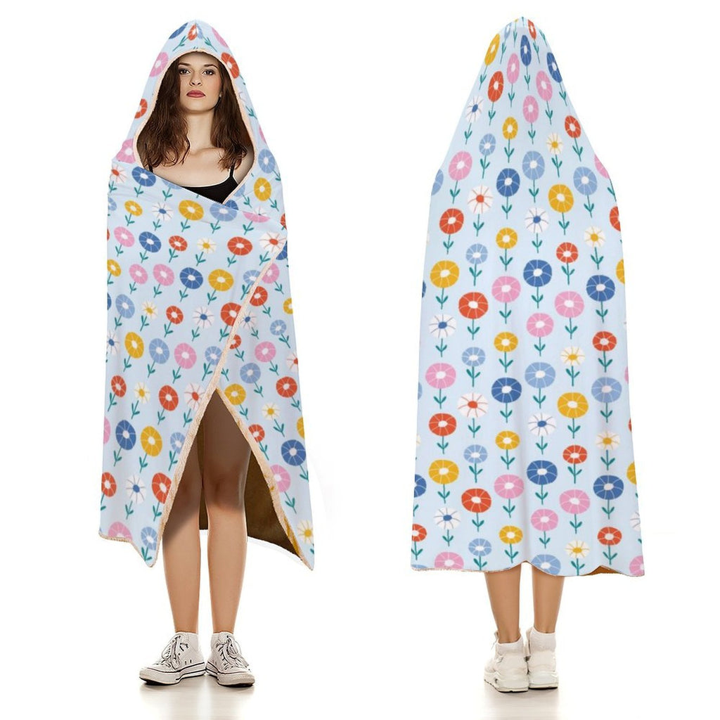 Abstract Cute Flowers Kids Hooded Blanket 100cm x 130cm