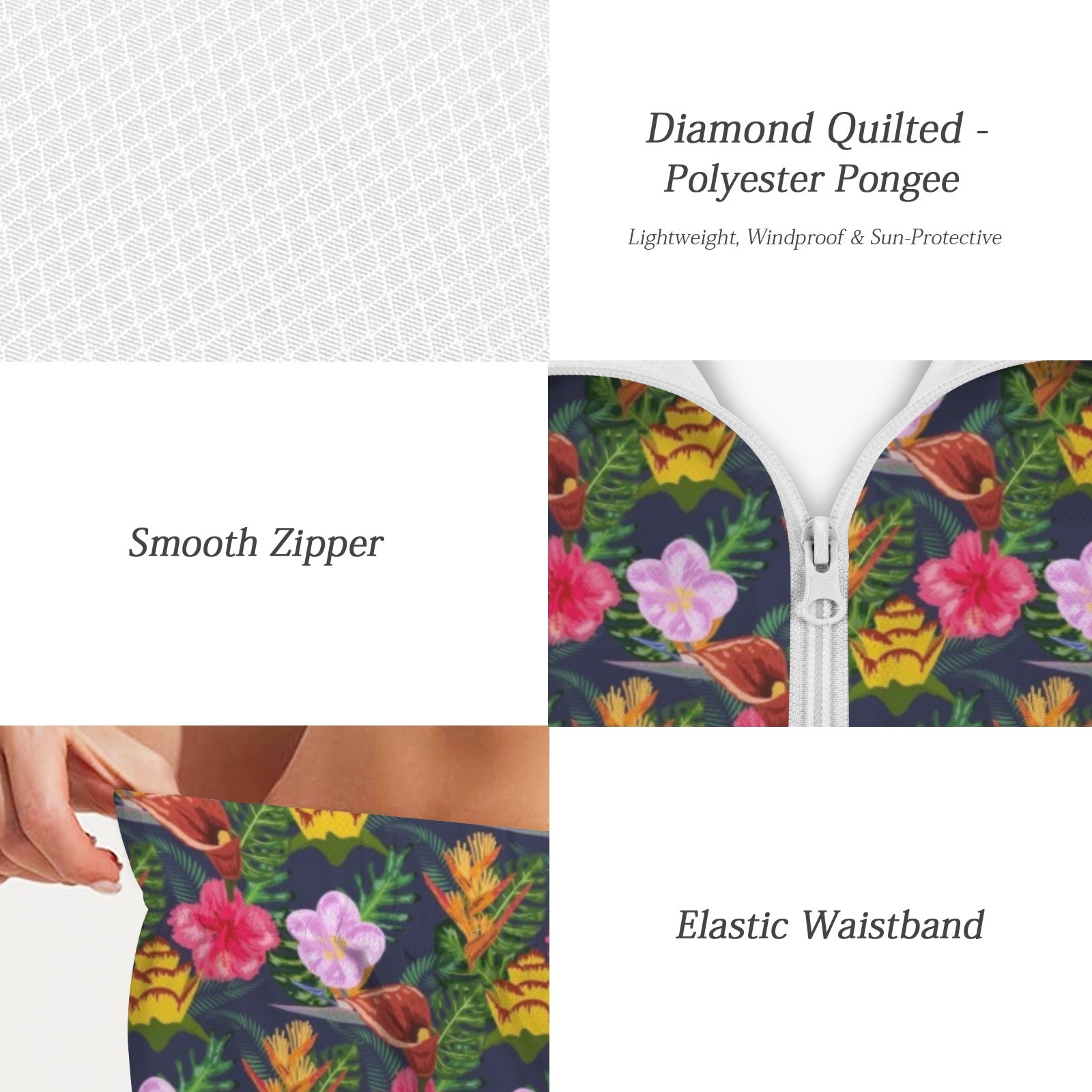 Tropical Floral Women's Windbreaker Short Set Women's Windbreaker Short Set Plants Printed Offshore