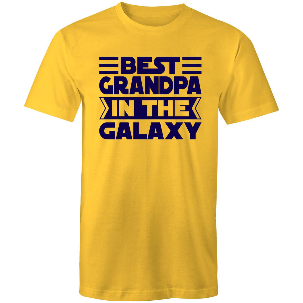 Best Grandpa In The Galaxy - Mens T-Shirt Yellow Mens T-shirt Dad Printed In Australia