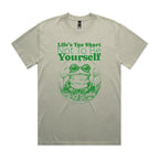 Life's Too Short Not To Be Yourself, Frog AS Colour Heavy Faded Tee Unisex Faded eucalyptus Heavy Faded T-shirt animal Printed In Australia