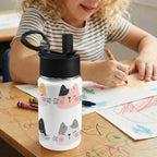 Cat Faces 12oz Kids Water Bottle with Straw Lid
